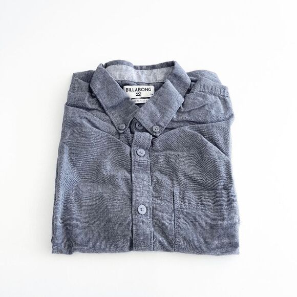 Billabong Mens Casual Button Down Shirt Short Sleeve Cotton Black White Small - Picture 7 of 7